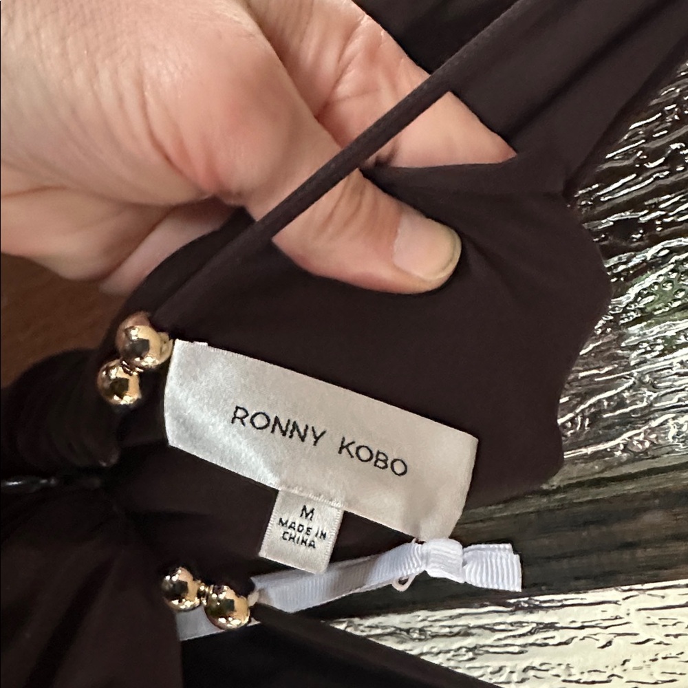 Ronny Kobo Anya V-Neck Column Jersey Maxi Dress in chocolate size Medium. - Picture 14 of 14